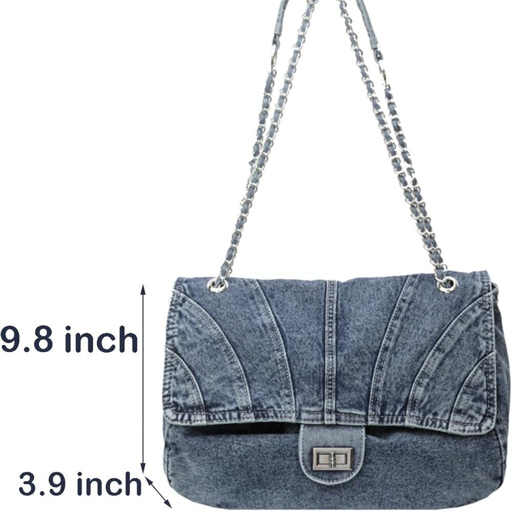 Denim Purse Women Large Capacity Casual Crossbody Shoulder Bag Tote - Picture 2 of 6